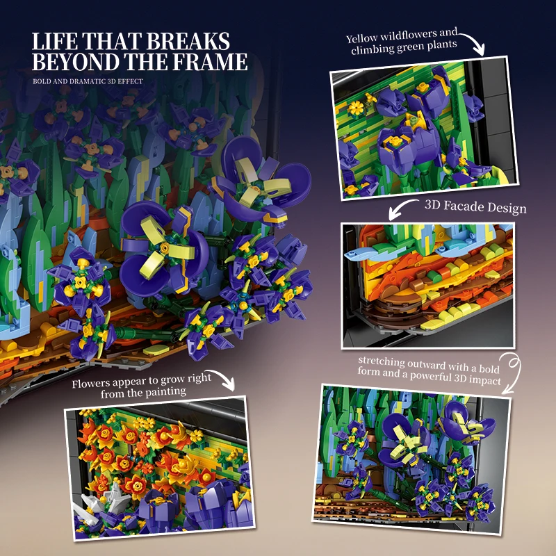 Bloques de construcción 3D Iris en flor para decoración infantil - imagen 2