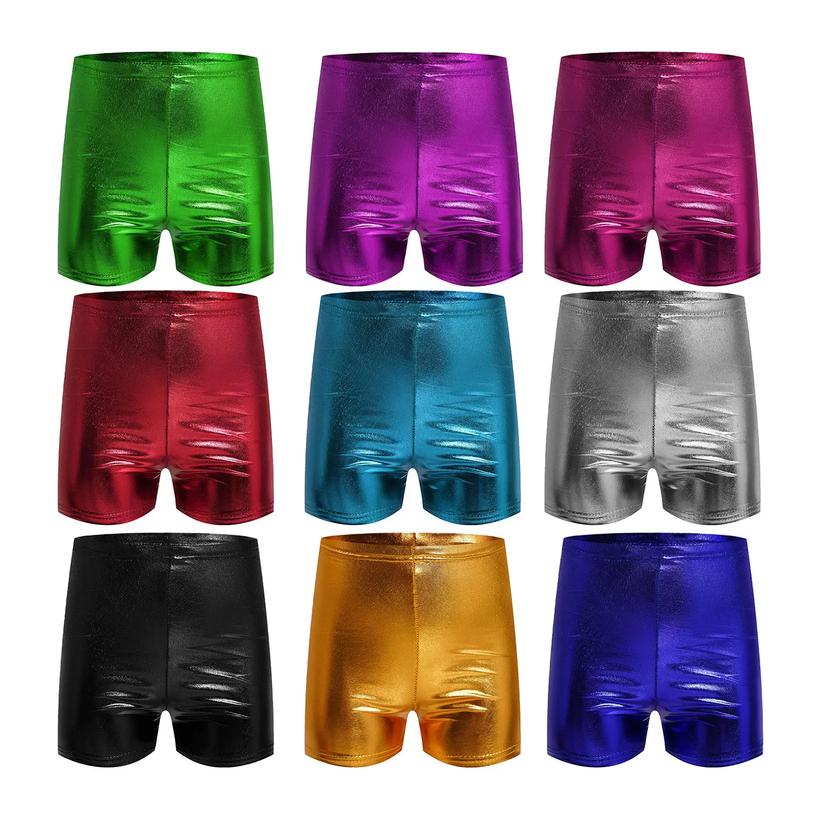 Pantalones cortos de baile metalizados con cintura elástica niño