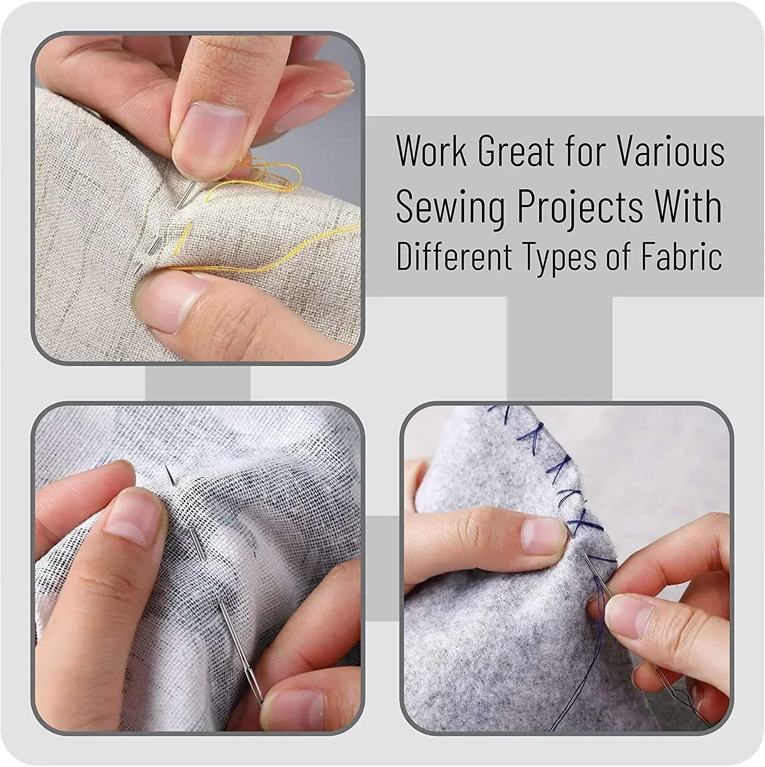 Juego de agujas de coser a mano de acero inoxidable, ojo grande para bordar - imagen 5