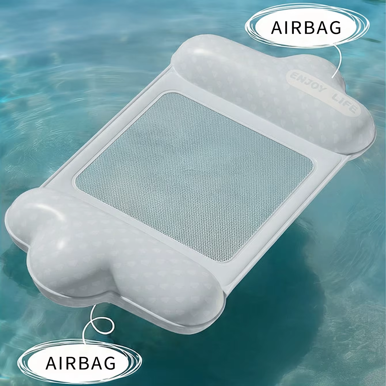Colchoneta flotante inflable para piscina con hamaca de malla - imagen 3