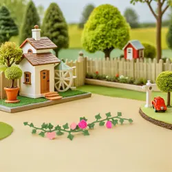 Flores artificiales rosas miniatura para decorar casa de muñecas