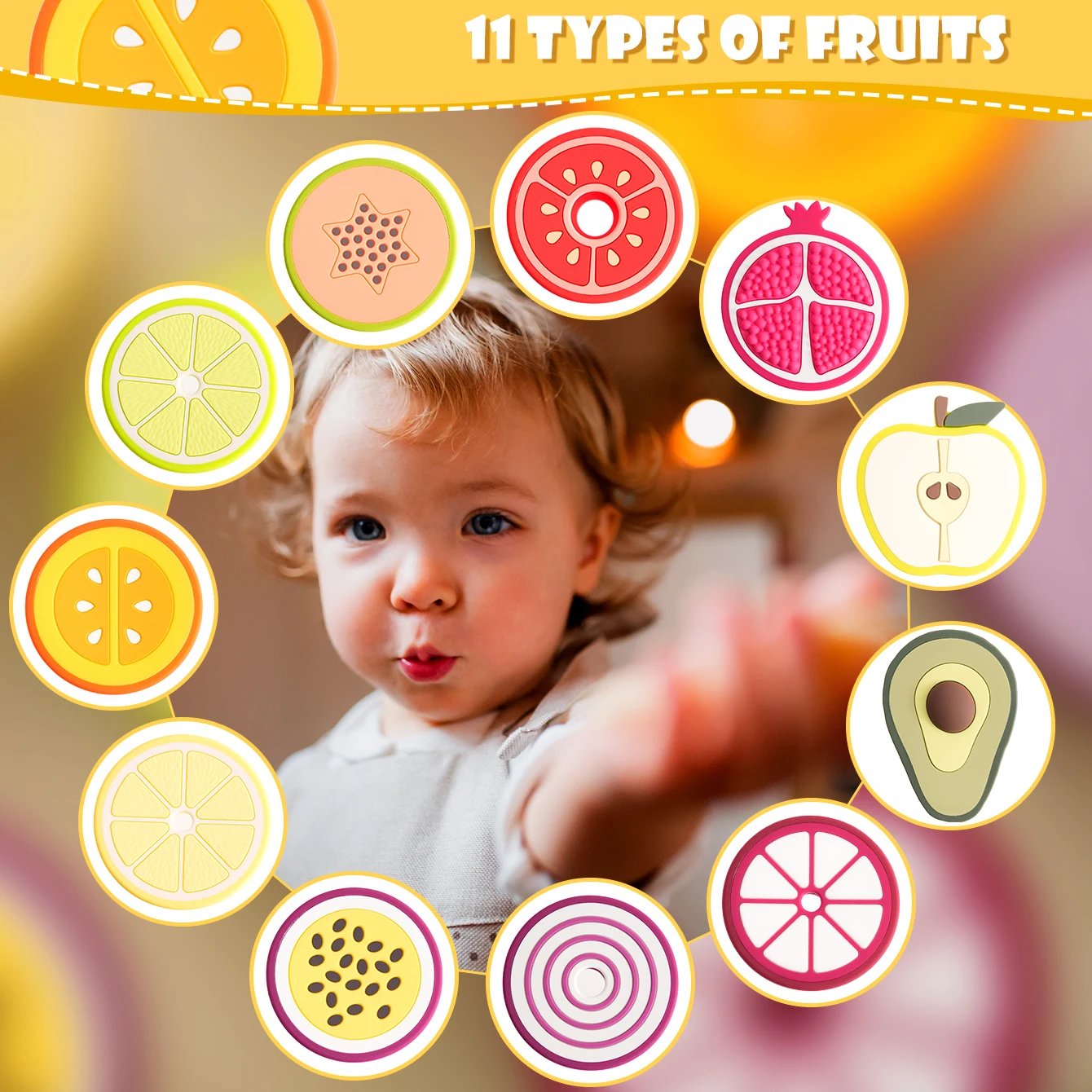 Mordedores de silicona con forma fruta y verdura para bebé - imagen 5