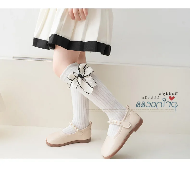 Calcetines infantiles estilo Lolita con lazo