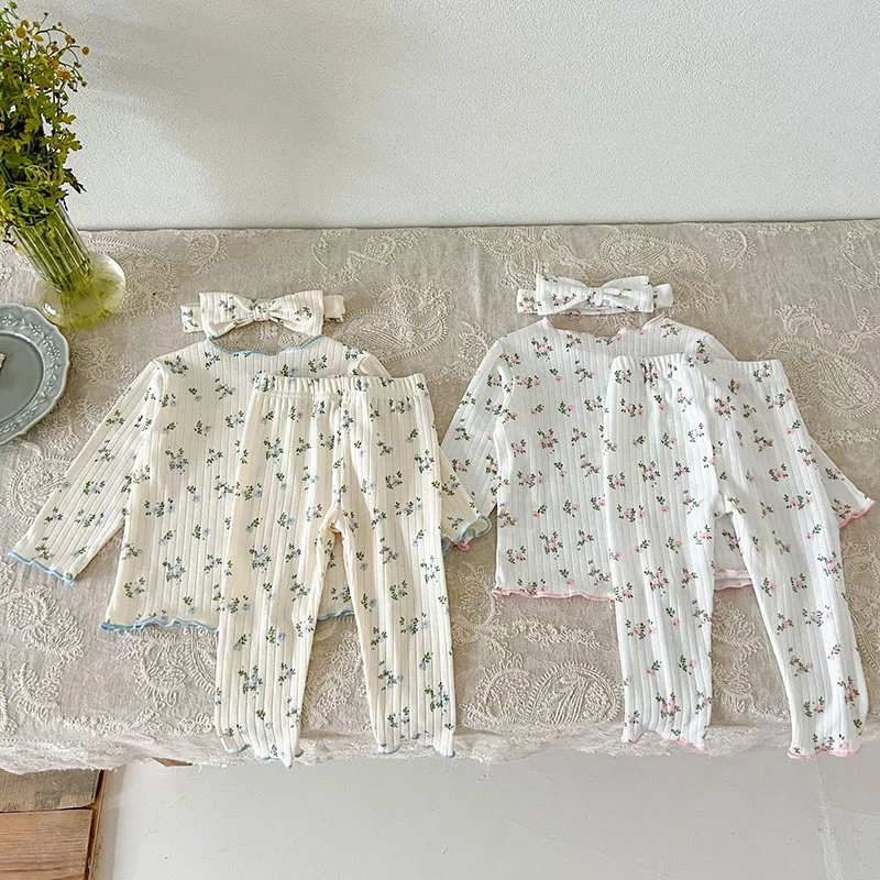 Milangel Pijama de Algodón para Bebé con Estampado de Flores Rosa - imagen 3