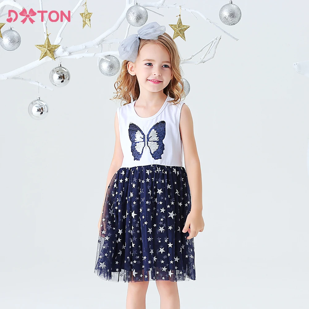 DXTON vestido de princesa sin mangas con tul y lentejuelas mariposa - imagen 2