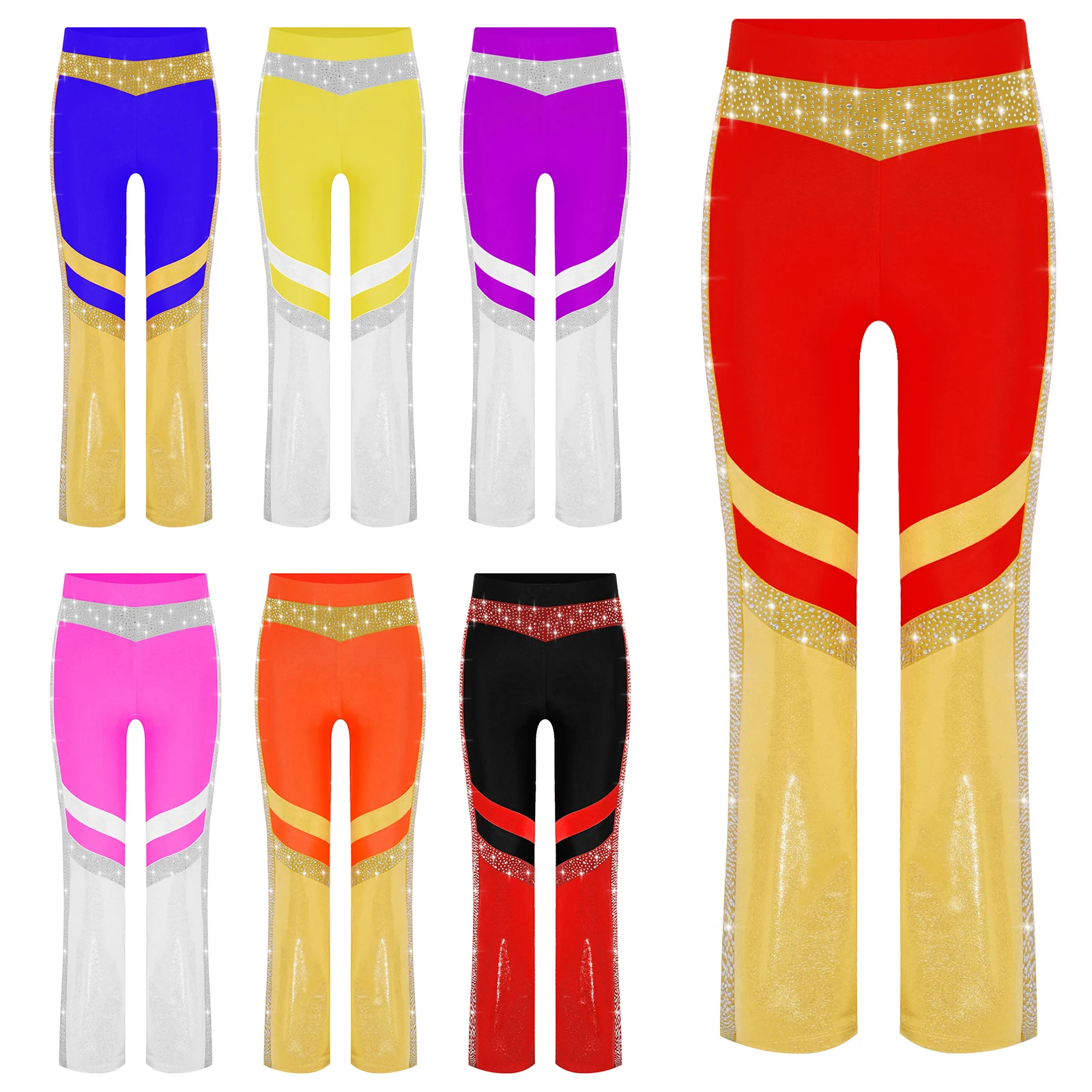 Traje de patinaje artístico con cintura elástica y pantalón acampanado - imagen 4