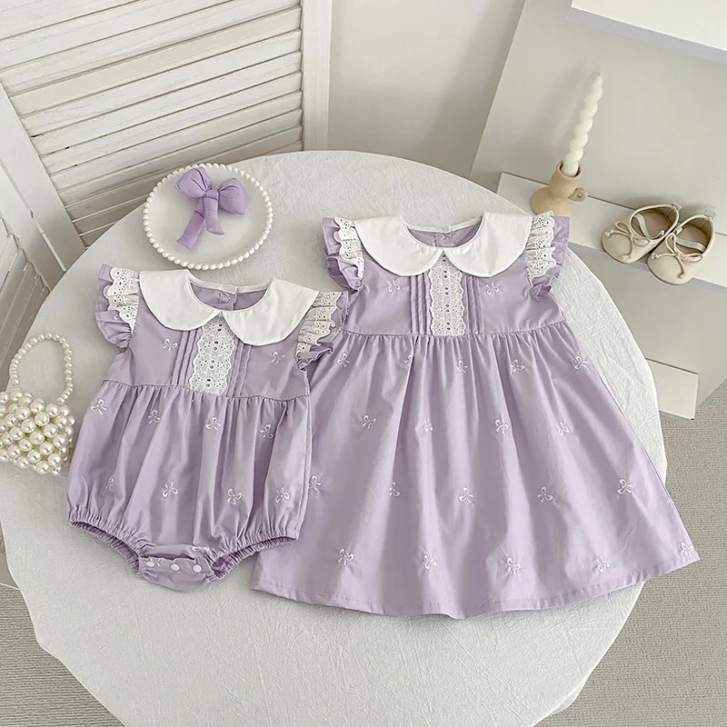 Body de verano para bebé con cuello Peter Pan y lazo estampado - imagen 2