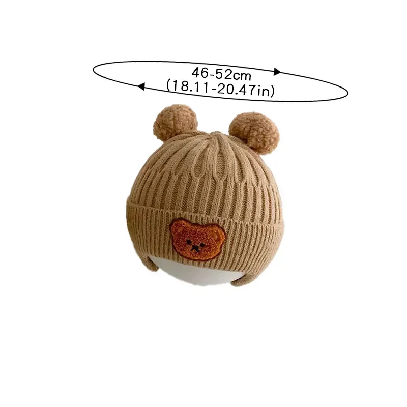 Gorro de invierno para bebé con orejas oso algodón crochet suave - imagen 5