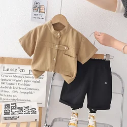 Conjunto de verano para bebé y niño: camisa lisa y pantalón corto
