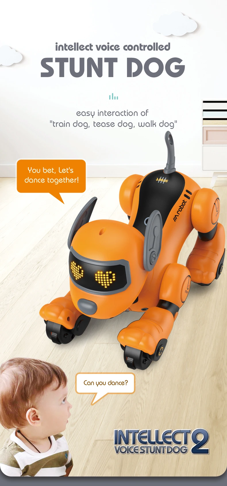 Perro robot RC con ojos LED