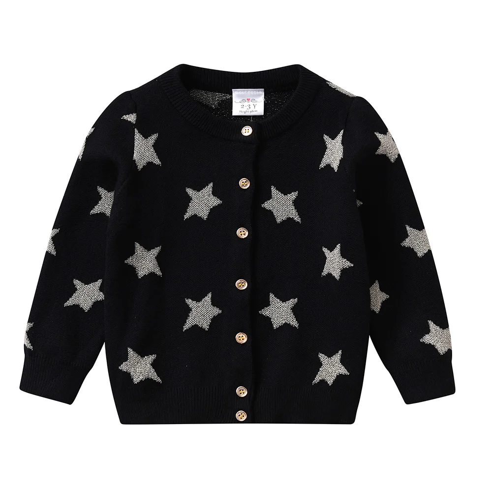 DXTON Cárdigan de algodón para niñas con estrellas de manga larga