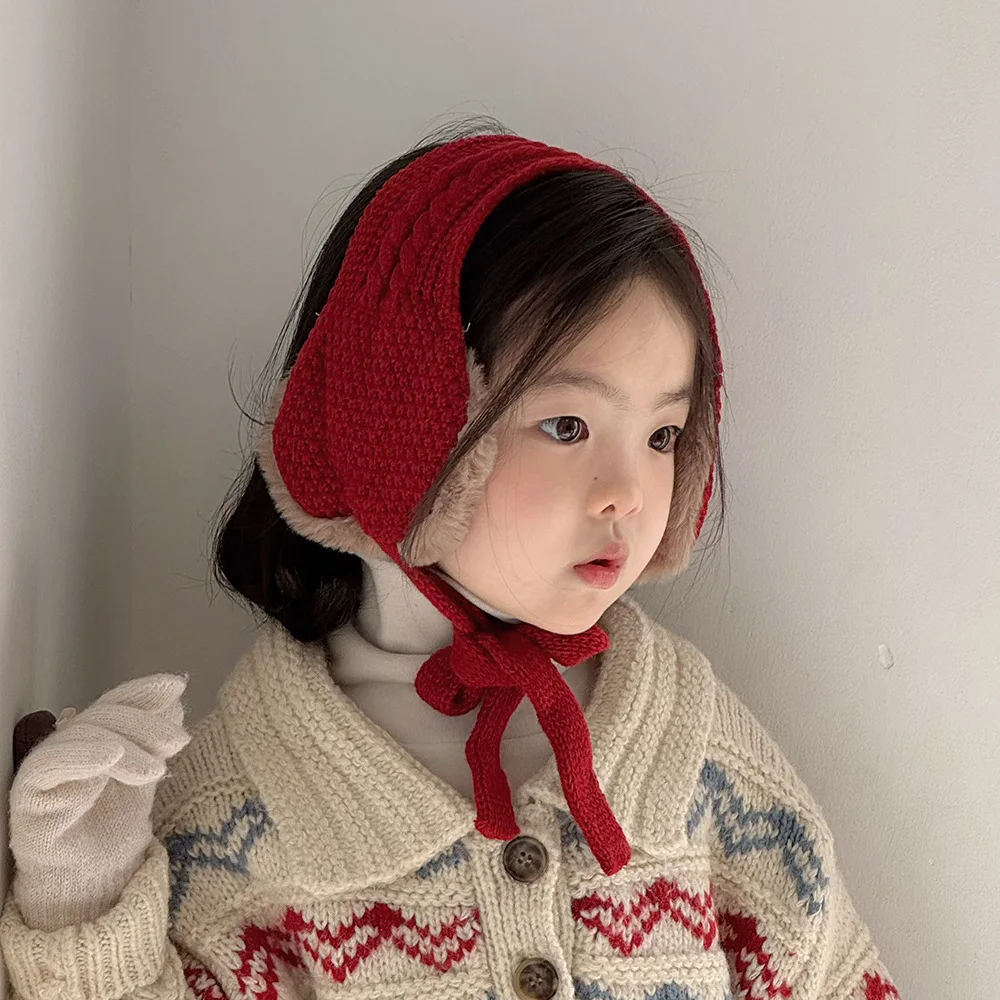 Diadema orejera bebé suave lazo encaje invierno - imagen 3