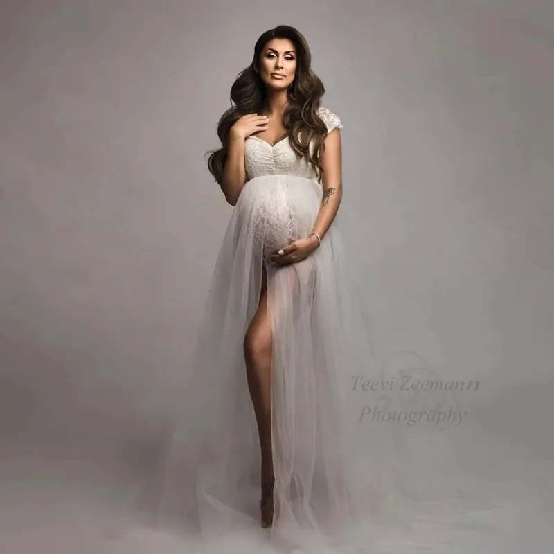 Vestido de maternidad con tul y vuelo