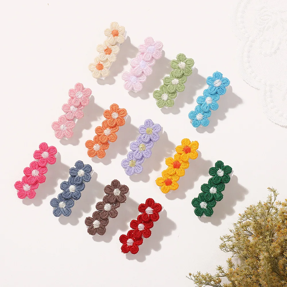 Pinzas para el cabello de bebé con flores tejidas artesanas de verano - imagen 2