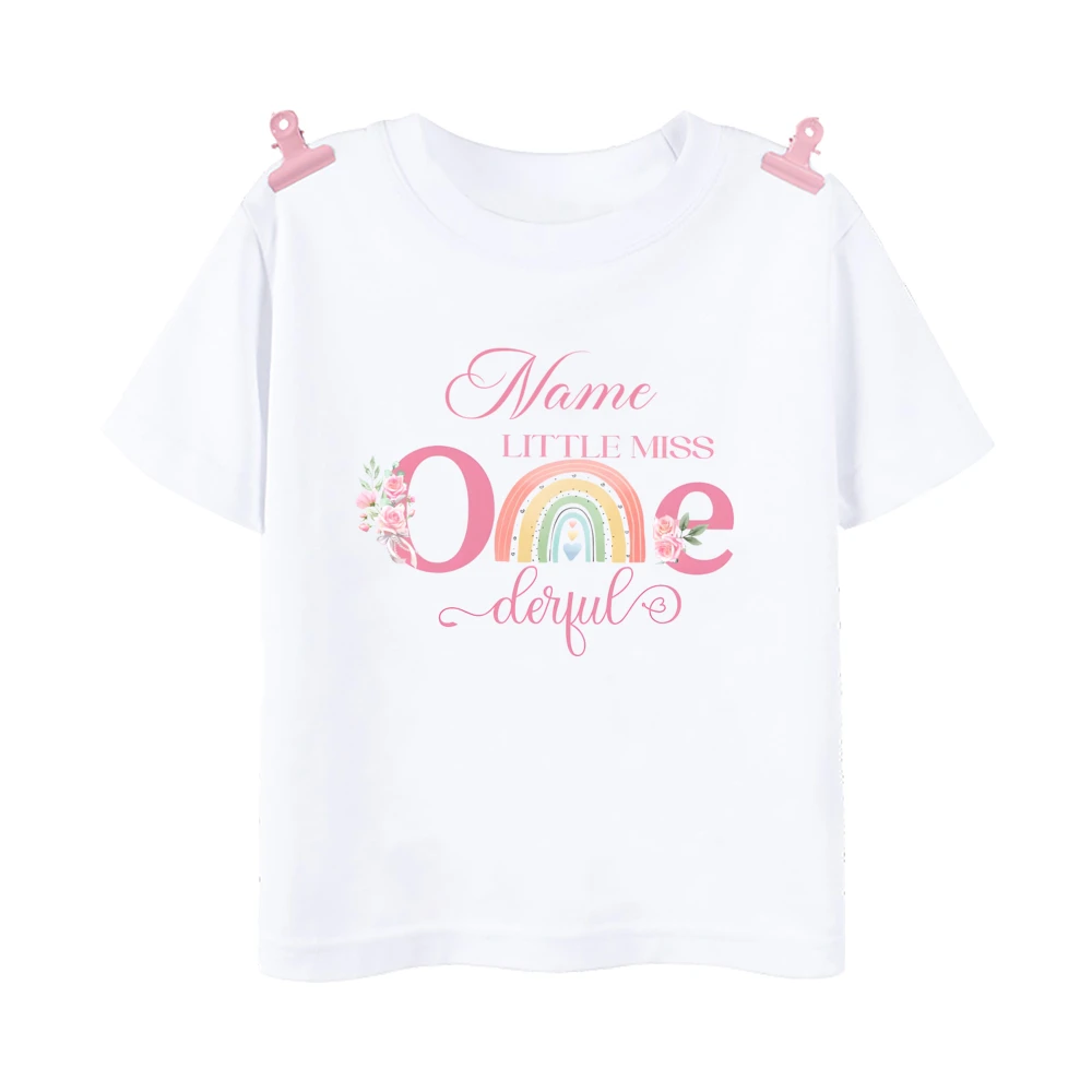 Miss One Derful Camiseta arcoíris para niña de algodón suave y cómoda - imagen 5
