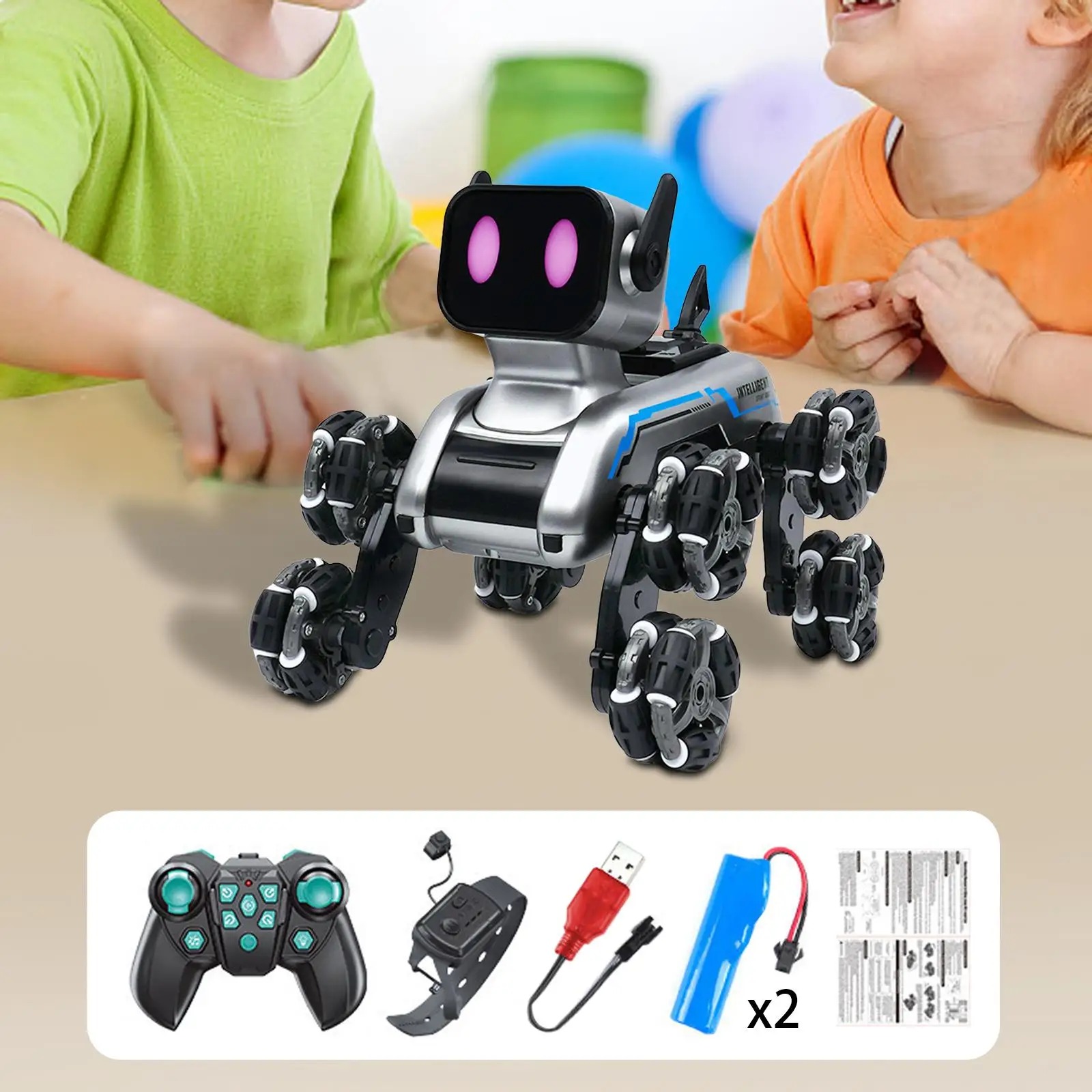 Perro robot inteligente recargable con control