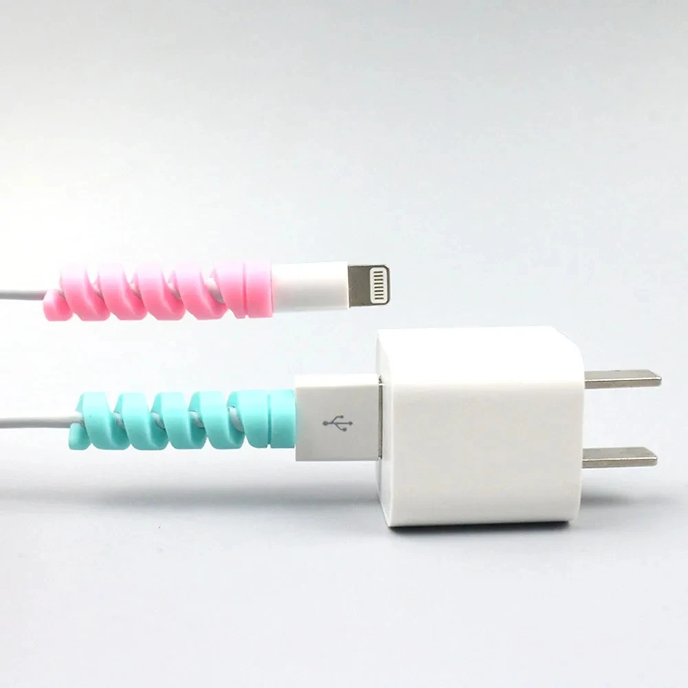 Protector de cable enrollador silicona para cargador USB iPhone - imagen 5