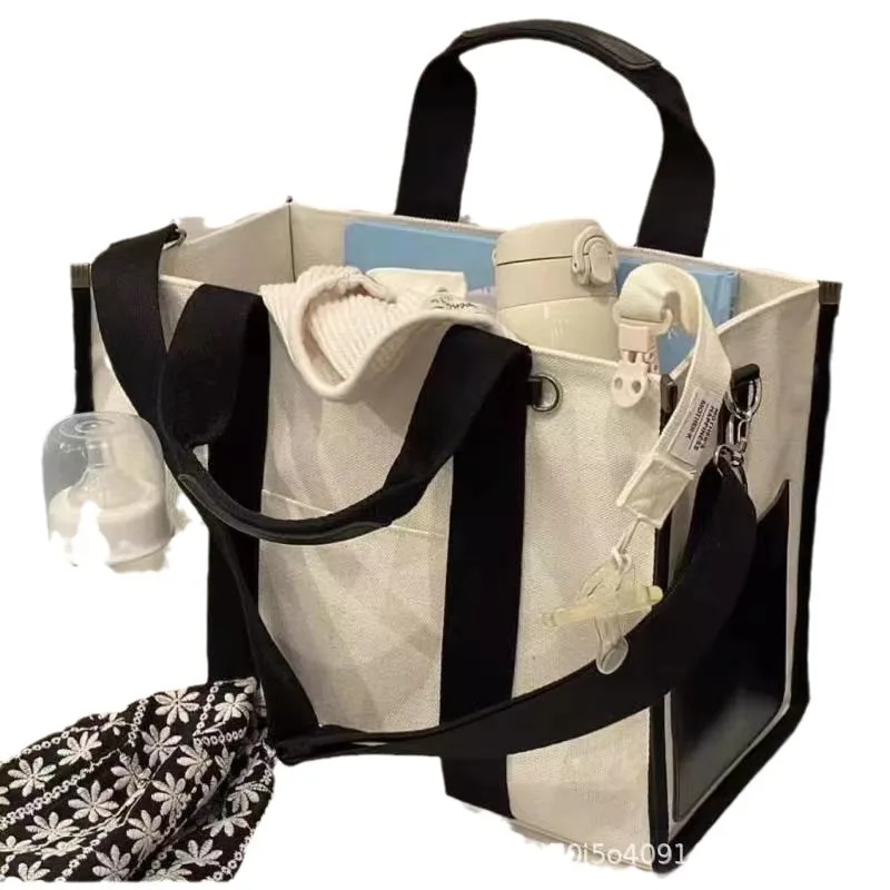 Bolso pañales impermeable de lona para bebé, gran capacidad