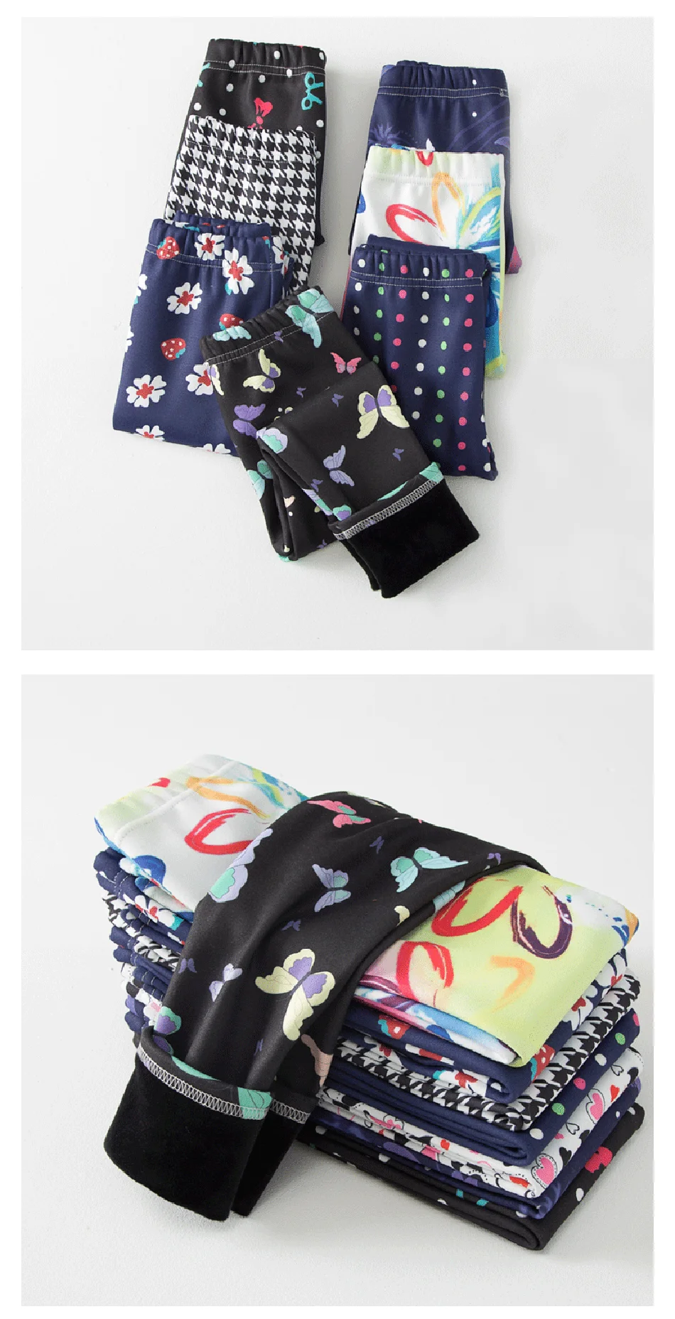 Leggings de felpa térmica para niña en color negro