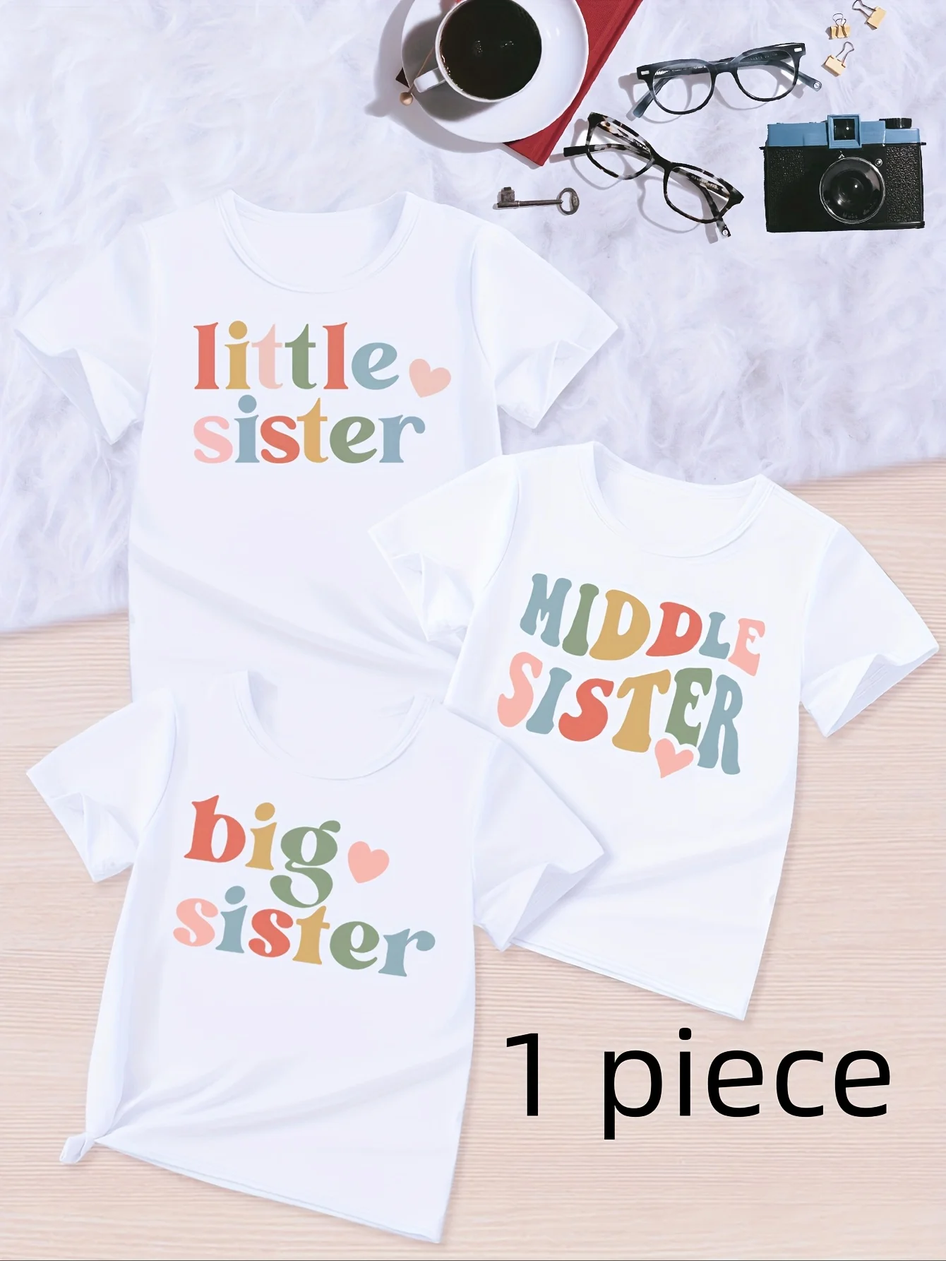 Camiseta blanca infantil con corazón estampado estilo tierno - imagen 2