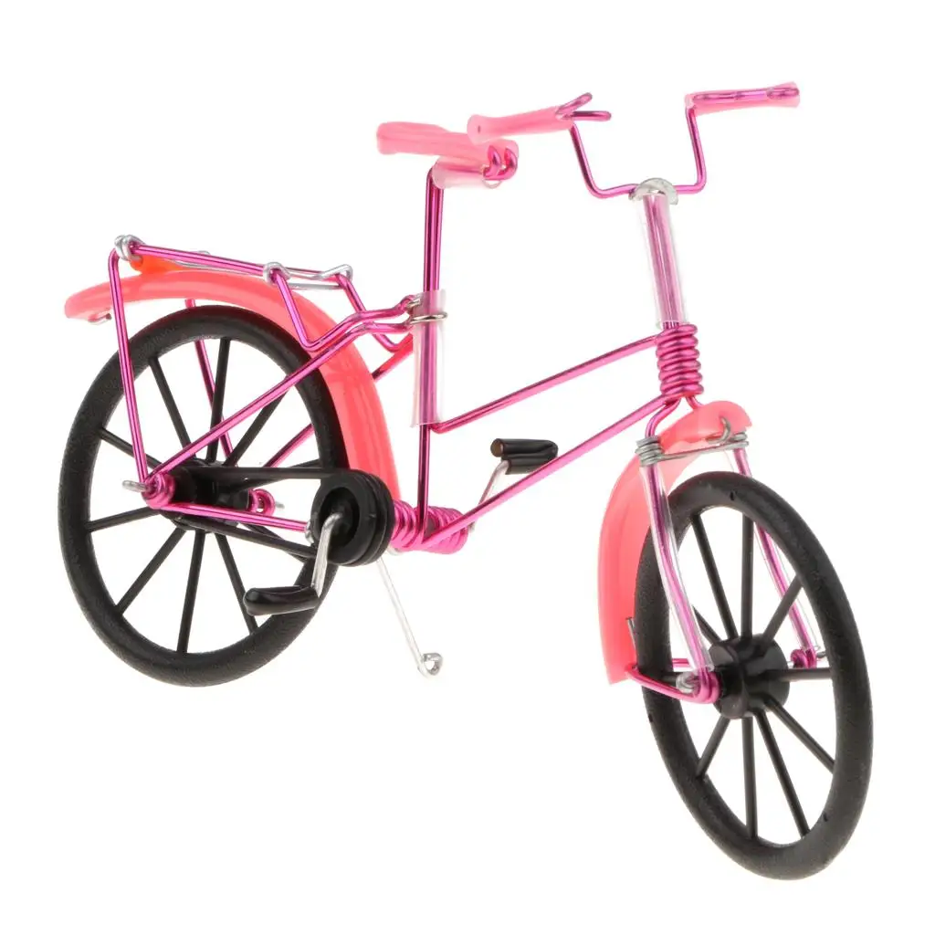 Bicicleta decorativa de metal fundido a presión rosa para escritorio - imagen 2