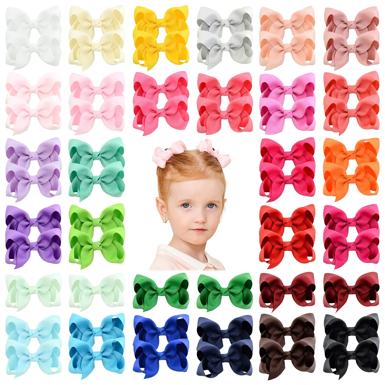 Lazos para el pelo de grogrén a mano con pinza para niñas - imagen 3