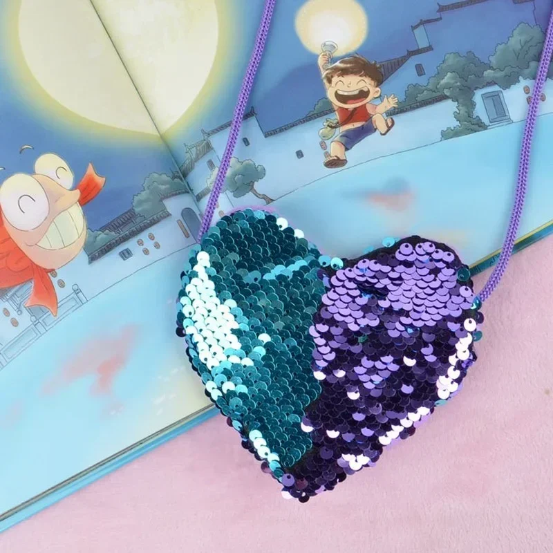 Bolso bebé monedero con lentejuelas corazón brillante para niños - imagen 5