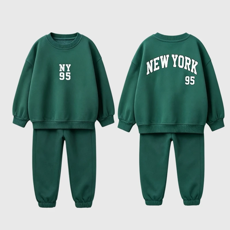 Conjunto deportivo de niño verde y rojo: sudadera-pantalón