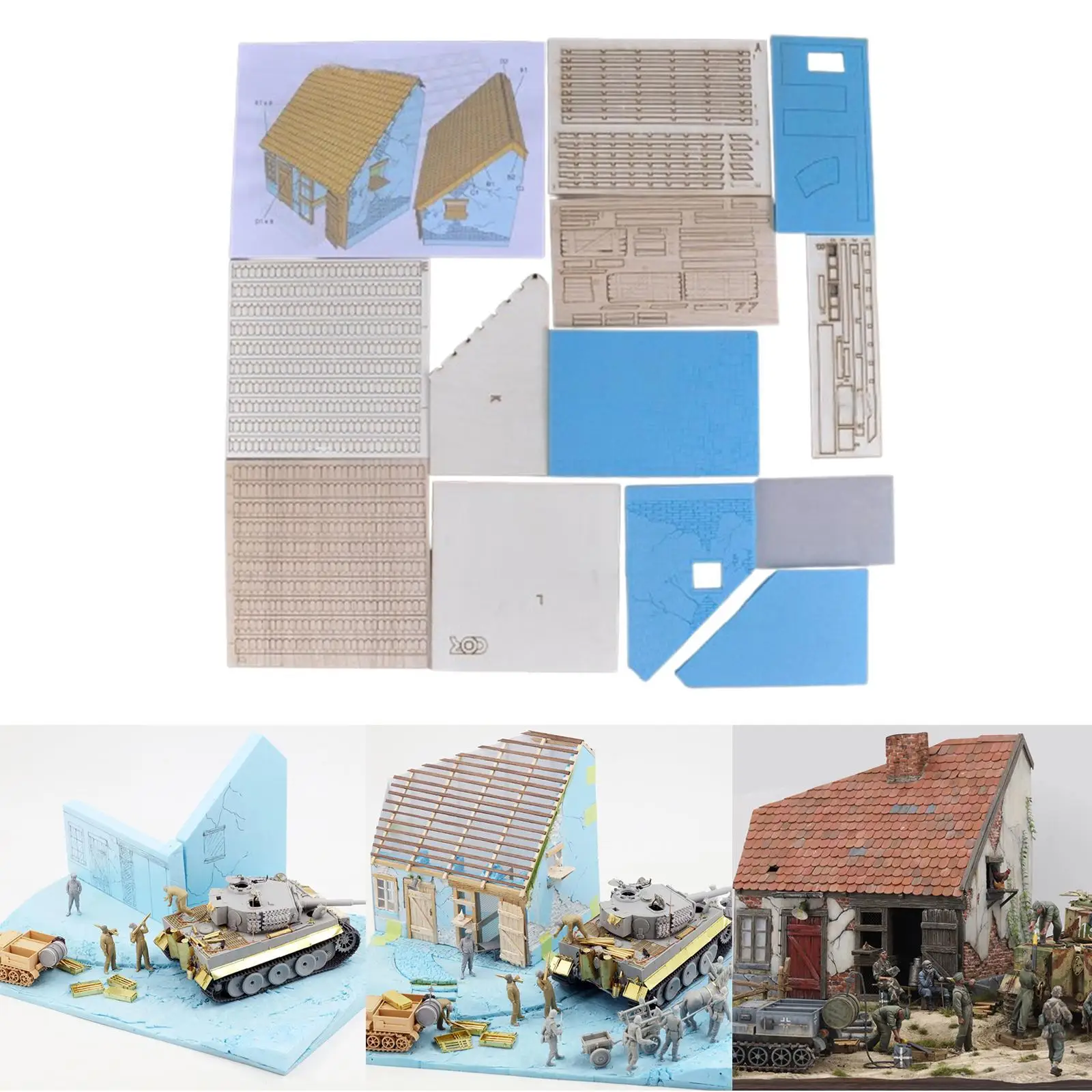 Maqueta de casa en madera estilo europeo para accesorios y escenas - imagen 2