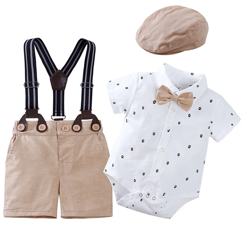 Conjunto verano bebé recién nacido - Traje caballero con sombrero