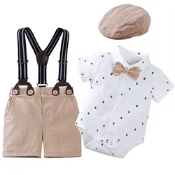 Conjunto verano bebé recién nacido - Traje caballero con sombrero