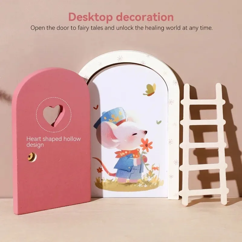 Puerta de elfo y hadas madera – casas muñecas decoración artesanal - imagen 2
