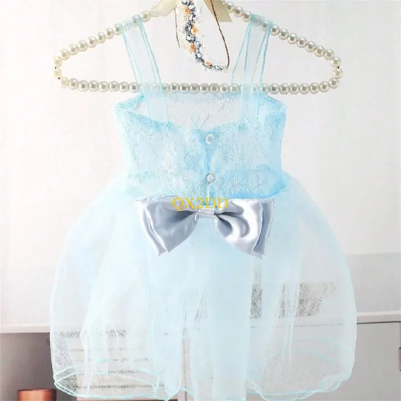 QX2D Vestido transpirable de recién nacido con lazo y diadema - imagen 3