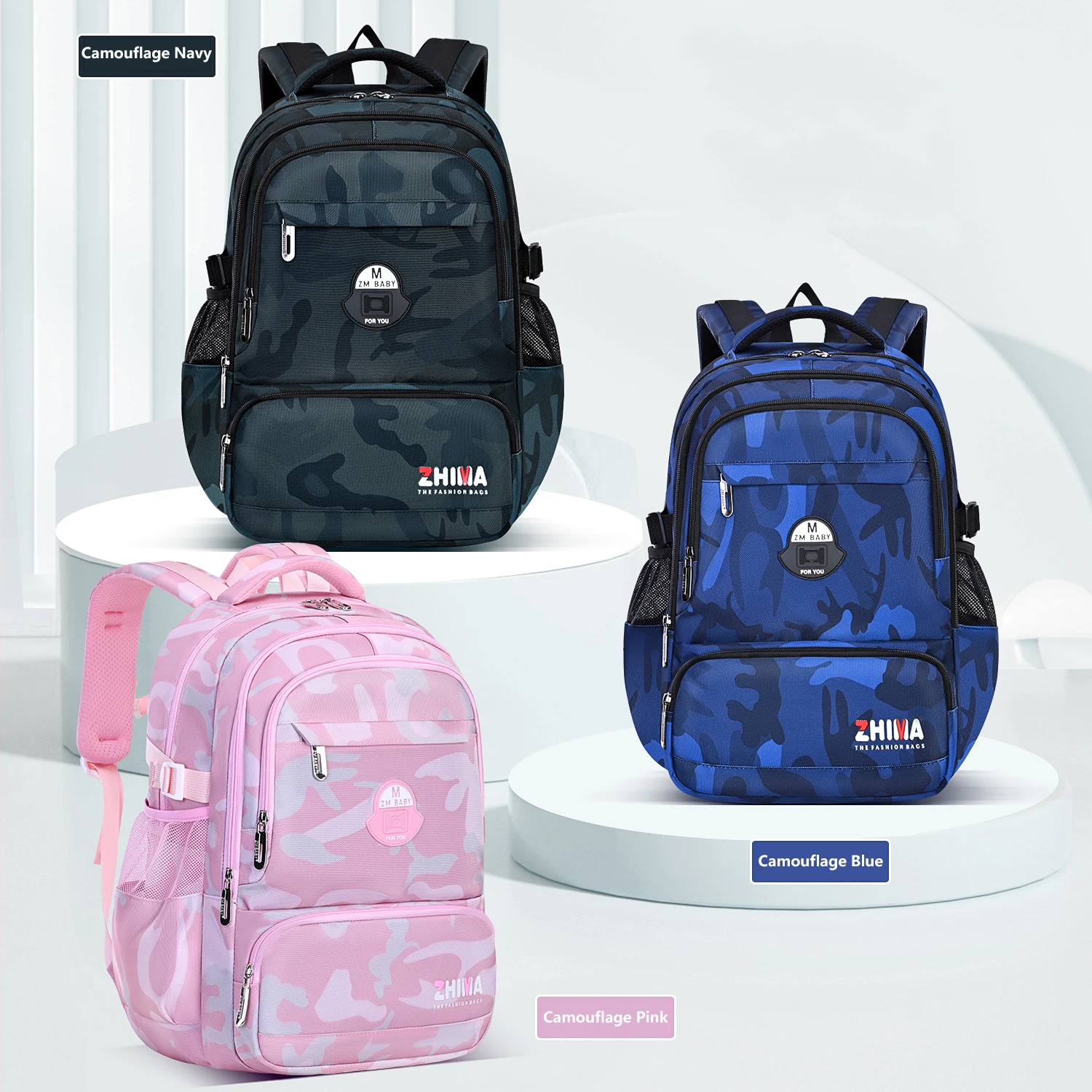 Mochila escolar de camuflaje para niños y niñas - imagen 5