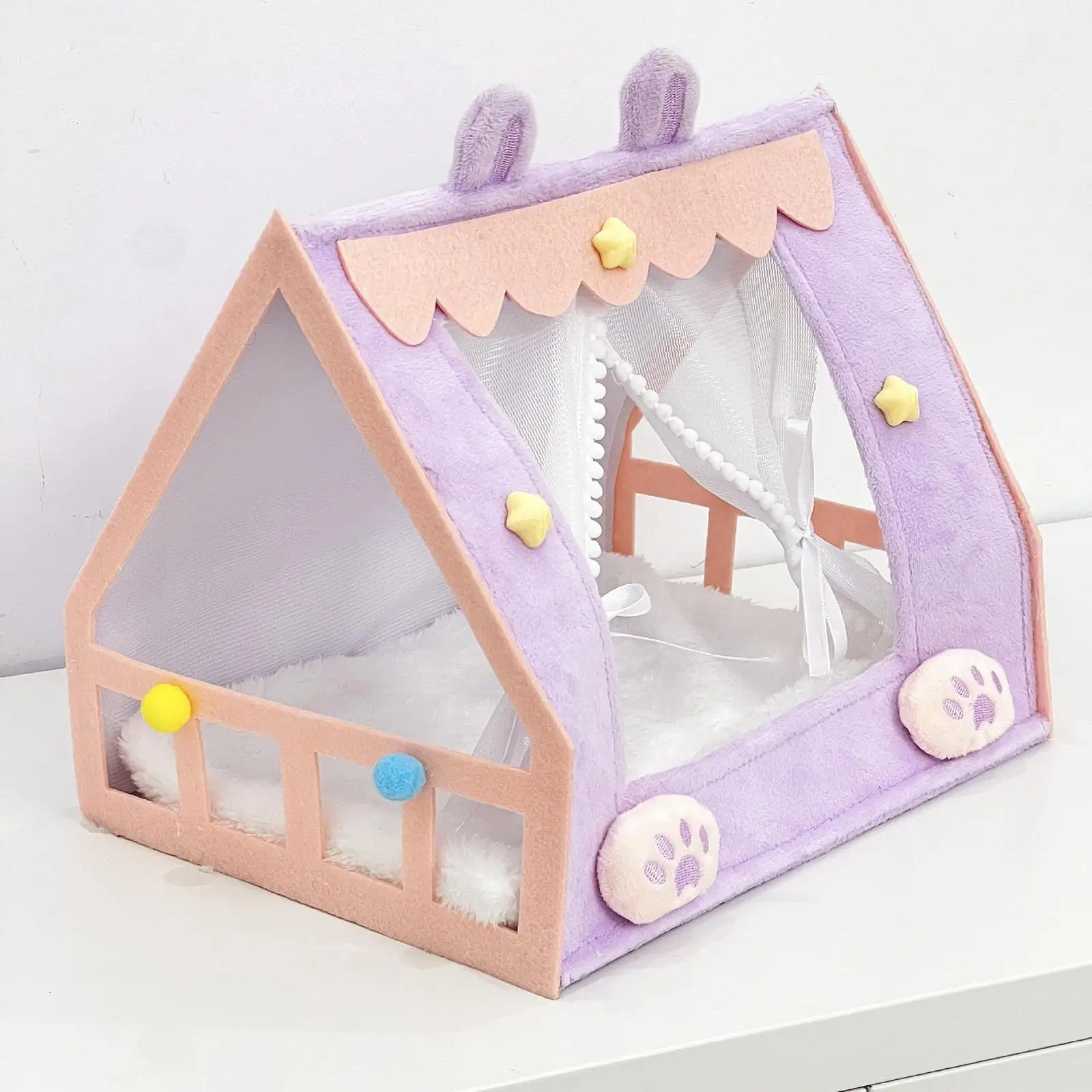 Cama de muñecas portátil con peluche suave para casa de juegos - imagen 5