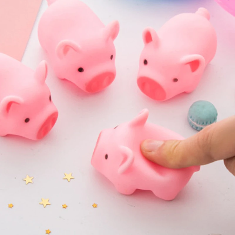 Cerdito de goma rosa con sonido, juguete infantil decorativo - imagen 4