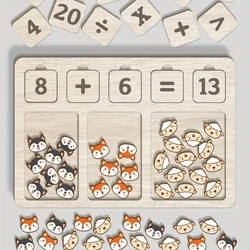 Juego de números de madera para contar animales, educativo