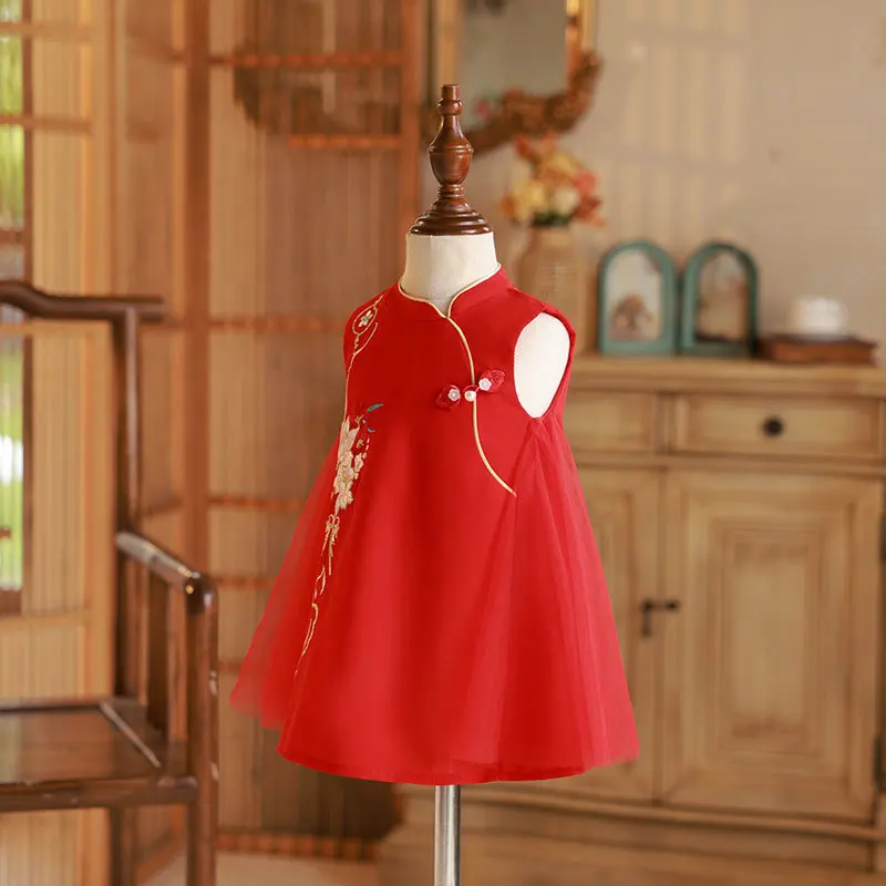 Vestido de verano para niñas sin mangas con bordado floral - imagen 4