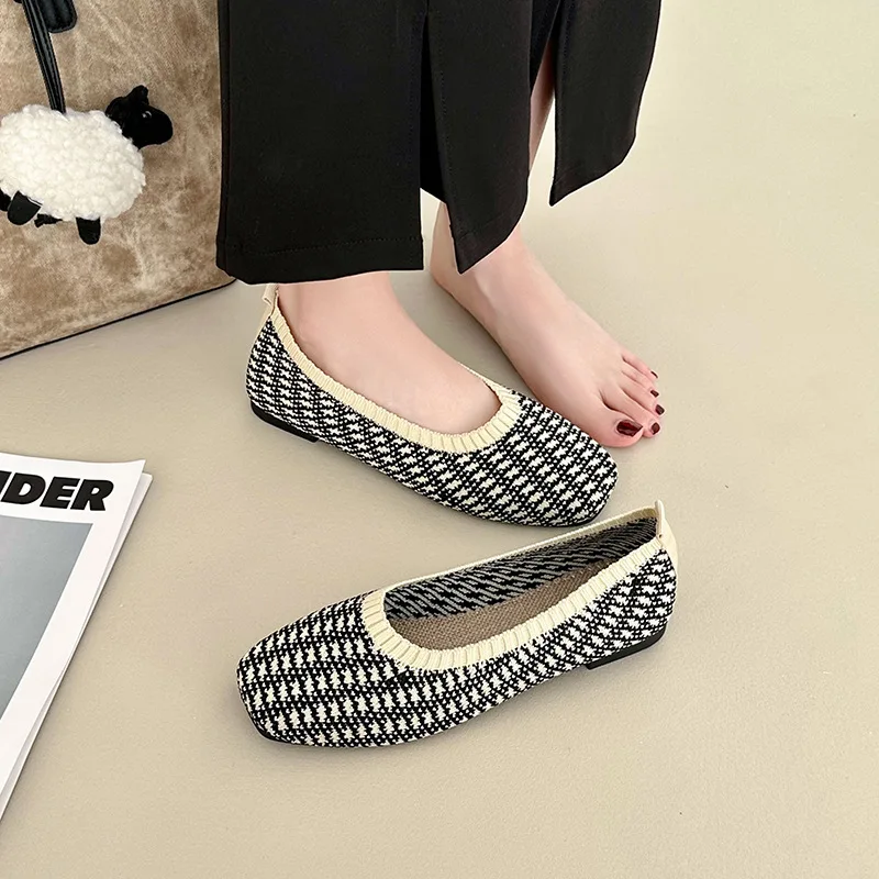 Mocasines de mujer de punto planos punta cuadrada leopardo - imagen 2