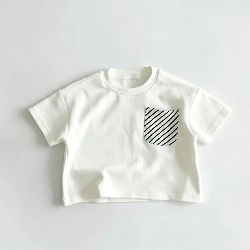 Camiseta básica niño de algodón cuello redondo, manga corta para verano - imagen 2