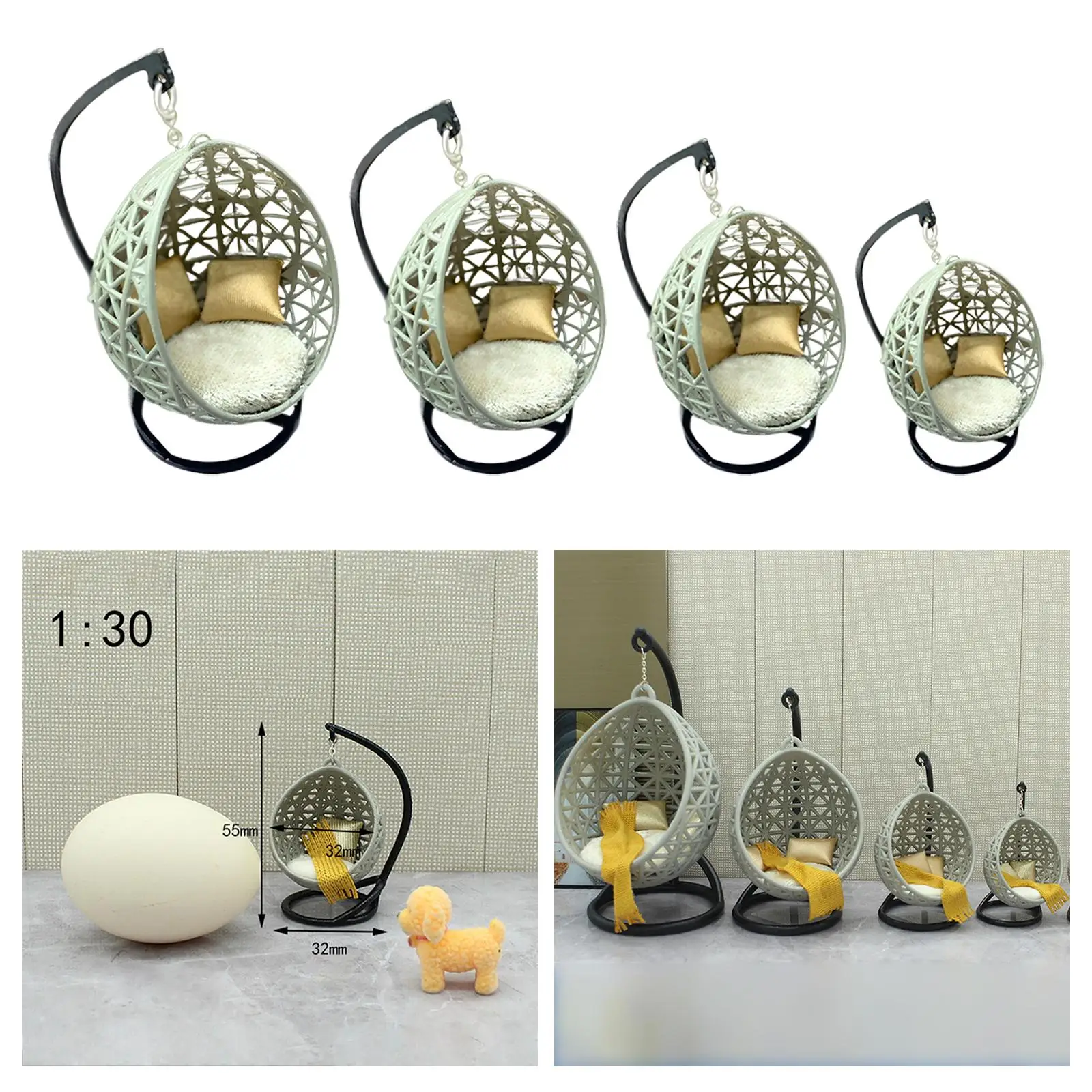 Resin Craft Hanging Chair for Miniature Scenery and Dollhouse Accessories