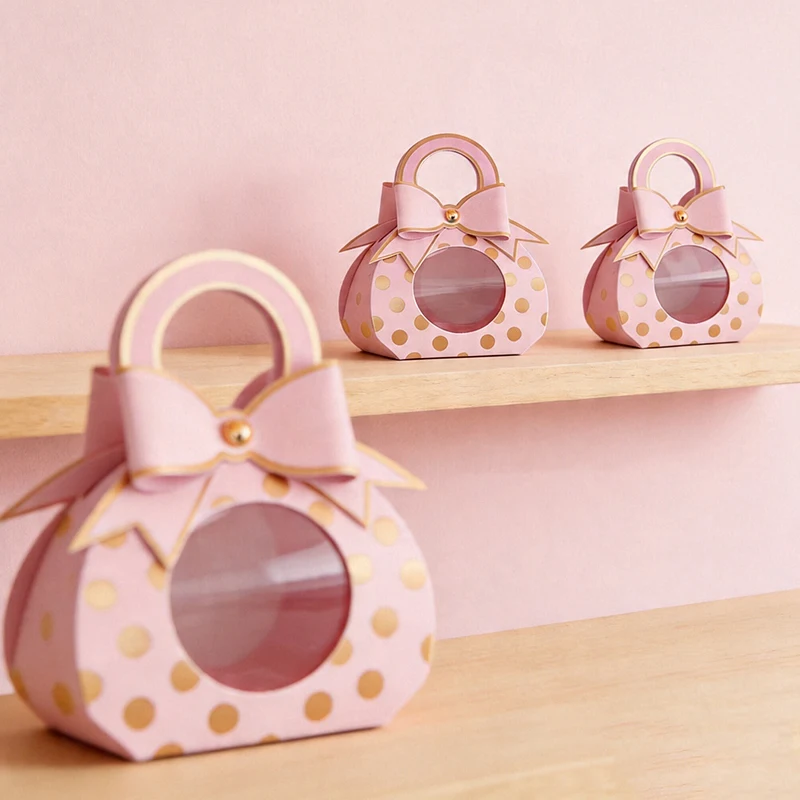 ZYF bolsas de regalo mini rosadas con puntos para cumpleaños - imagen 2