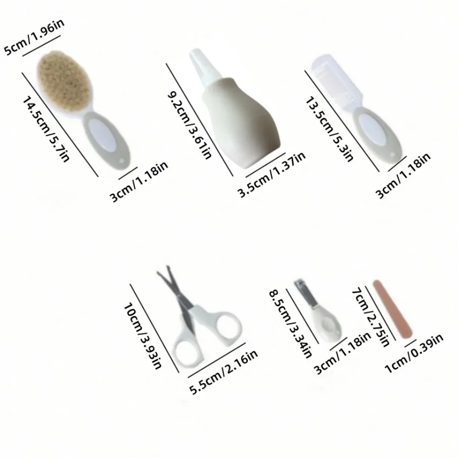 Kit cuidado bebé inhalador nasal cortauñas cepillo lima peine tijeras - imagen 2