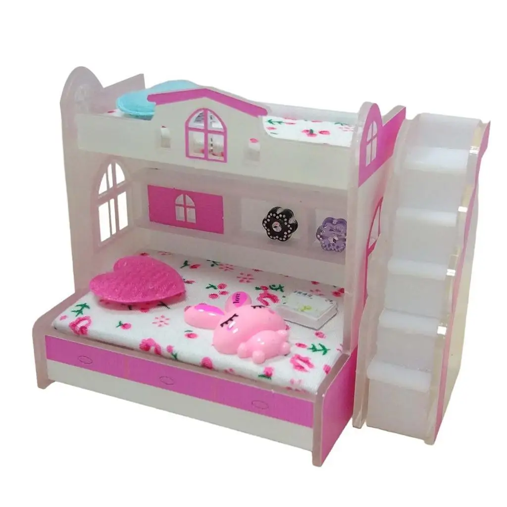 Cama litera para casa de muñecas en miniatura, juguete infantil - imagen 2
