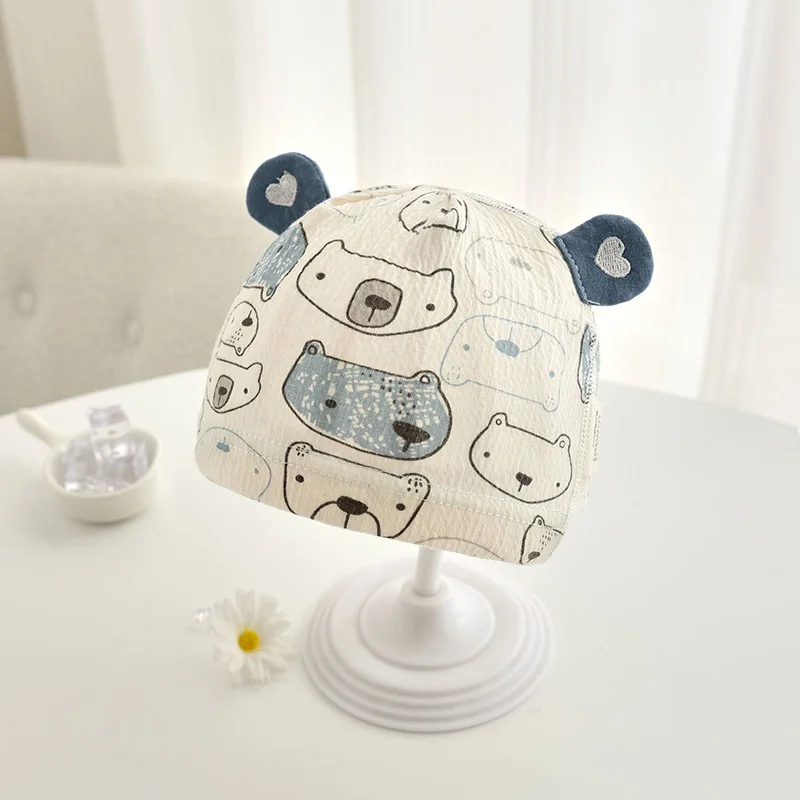 Gorro para bebé con orejas de oso y lazo princesa