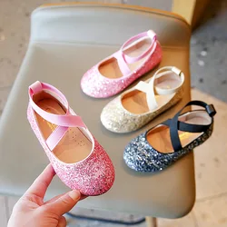 Zapatos Mary Jane de cuero y purpurina para niña
