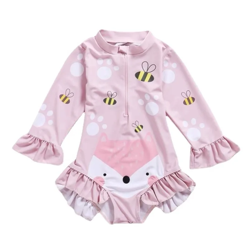 Traje de baño niña manga larga con sombrero – Protección solar - imagen 3