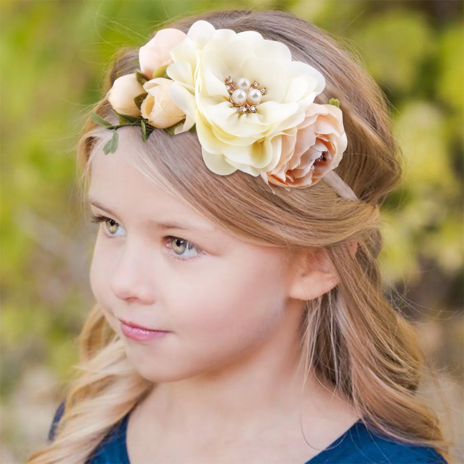 Diadema de flores para bebé con flor grande, estilo princesa - imagen 3