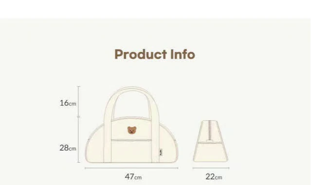 Vista frontal de la bolsa de mamá OIMG mostrando su diseño de lona y bolsillos frontales