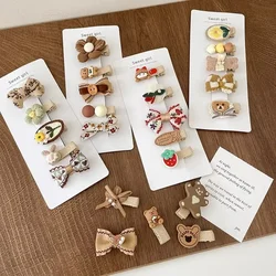 Clips de pelo beige con lazo para niñas - Felpa suave infantil